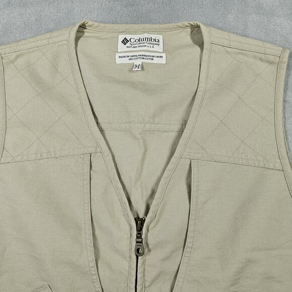 VTG Columbia Utility Vest Mens Size Med Sportswear Company Pockets Beige Fishing - Picture 2 of 13